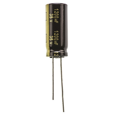 Panasonic 1200μF Aluminium Electrolytic Capacitor 35V dc, Radial, Through Hole - EEUFM1V122L