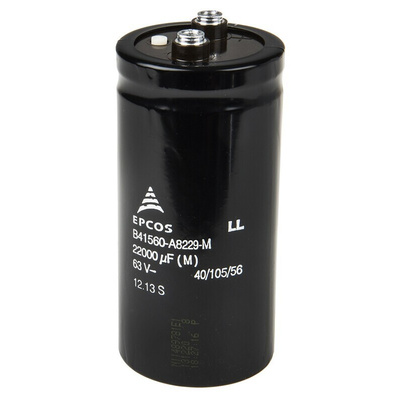 EPCOS 22000μF Aluminium Electrolytic Capacitor 63V dc, Screw Terminal - B41560A8229M000