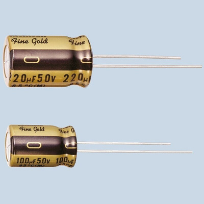 Nichicon 10μF Aluminium Electrolytic Capacitor 63V dc, Radial, Through Hole - UFG1J100MEM