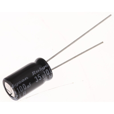 Rubycon 100μF Aluminium Electrolytic Capacitor 35V dc, Radial, Through Hole - 35ZLH100MEFC6.3X11