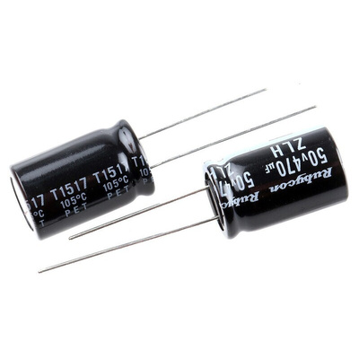 Rubycon 470μF Aluminium Electrolytic Capacitor 50V dc, Radial, Through Hole - 50ZLH470MEFC12.5X20