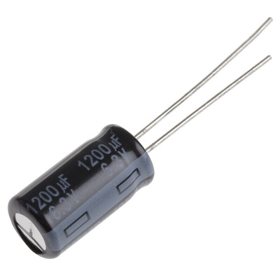 Panasonic 1200μF Aluminium Electrolytic Capacitor 6.3V dc, Radial, Through Hole - EEUFR0J122L