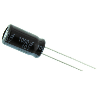 Panasonic 1000μF Aluminium Electrolytic Capacitor 10V dc, Radial, Through Hole - EEUFR1A102L