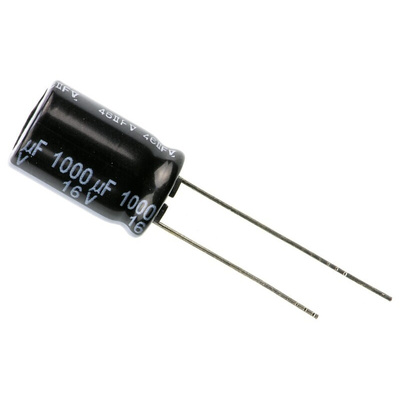 Panasonic 1000μF Aluminium Electrolytic Capacitor 16V dc, Radial, Through Hole - EEUFR1C102