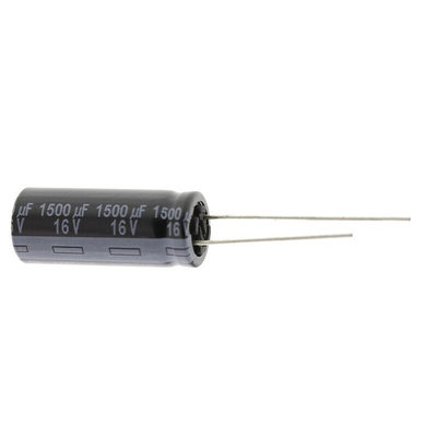 Panasonic 1500μF Aluminium Electrolytic Capacitor 16V dc, Radial, Through Hole - EEUFR1C152L