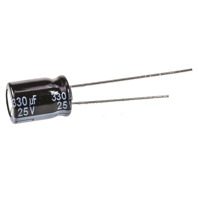 Panasonic 330μF Aluminium Electrolytic Capacitor 25V dc, Radial, Through Hole - EEUFR1E331