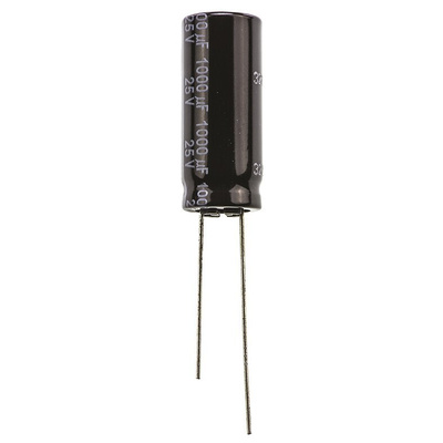 Panasonic 1000μF Aluminium Electrolytic Capacitor 25V dc, Radial, Through Hole - EEUFR1E102L