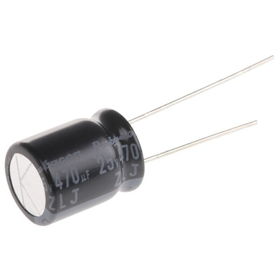 Rubycon 470μF Aluminium Electrolytic Capacitor 25V dc, Radial, Through Hole - 25ZLJ470M10X12.5