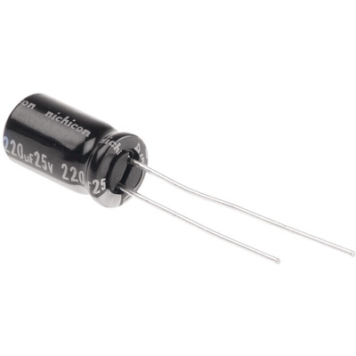 Nichicon 220μF Aluminium Electrolytic Capacitor 25V dc, Radial, Through Hole - UVY1E221MED