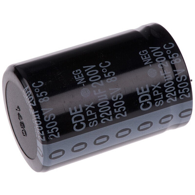 Cornell-Dubilier 2200μF Aluminium Electrolytic Capacitor 200V dc, Snap-In - SLPX222M200H9P3