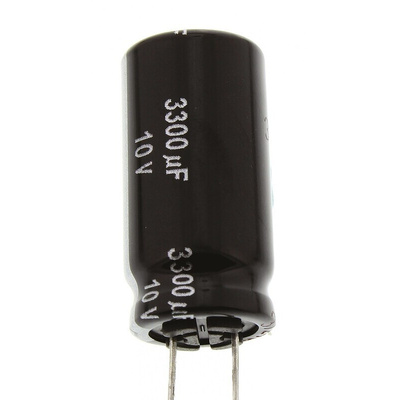 Panasonic 3300μF Aluminium Electrolytic Capacitor 10V dc, Radial, Through Hole - EEUEB1A332