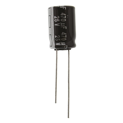Panasonic 470μF Aluminium Electrolytic Capacitor 25V dc, Radial, Through Hole - EEUEB1E471