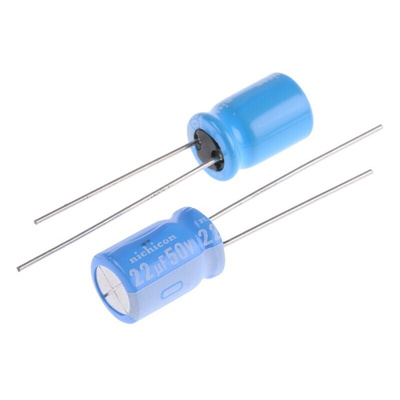 Nichicon 22μF Aluminium Electrolytic Capacitor 50V dc, Radial, Through Hole - UBT1H220MPD8