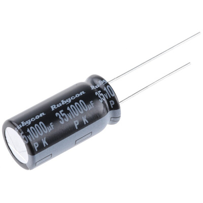 Rubycon 1000μF Aluminium Electrolytic Capacitor 35V dc, Radial, Through Hole - 35PK1000MEFC10X20