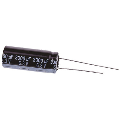 Panasonic 3300μF Aluminium Electrolytic Capacitor 6.3V dc, Radial, Through Hole - EEUFR0J332L