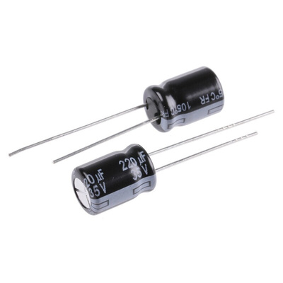 Panasonic 220μF Aluminium Electrolytic Capacitor 25V dc, Radial, Through Hole - EEUFR1E221