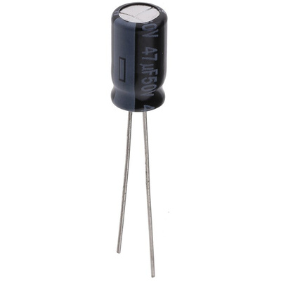 Panasonic 47μF Aluminium Electrolytic Capacitor 50V dc, Radial, Through Hole - EEUFR1H470