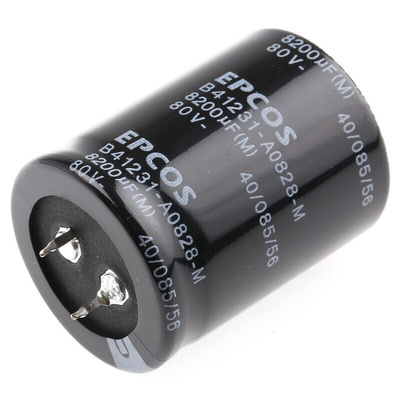 EPCOS 8200μF Aluminium Electrolytic Capacitor 80V dc, Snap-In - B41231A0828M000