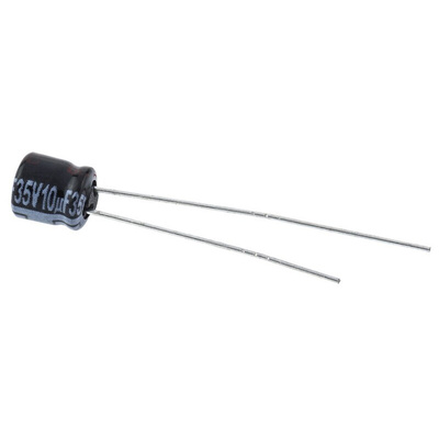 Panasonic 10μF Aluminium Electrolytic Capacitor 35V dc, Radial, Through Hole - ECEA1VKS100
