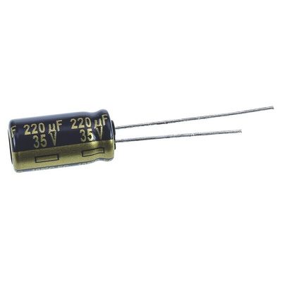 Panasonic 220μF Aluminium Electrolytic Capacitor 35V dc, Radial, Through Hole - EEUFC1V221L