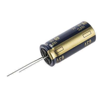 Panasonic 1800μF Aluminium Electrolytic Capacitor 63V dc, Radial, Through Hole - EEUFC1J182