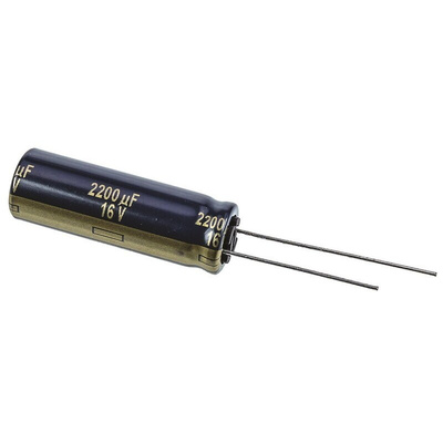 Panasonic 2200μF Aluminium Electrolytic Capacitor 16V dc, Radial, Through Hole - EEUFK1C222L