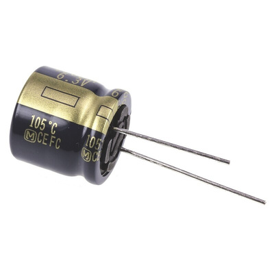 Panasonic 2200μF Aluminium Electrolytic Capacitor 6.3V dc, Radial, Through Hole - EEUFC0J222S