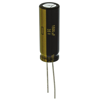 Panasonic 1500μF Aluminium Electrolytic Capacitor 35V dc, Radial, Through Hole - EEUFC1V152L