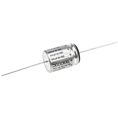 KEMET 470μF Aluminium Electrolytic Capacitor 63V dc, Axial, Through Hole - PEG124MH347VQL1