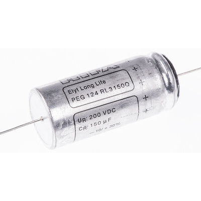 KEMET 150μF Aluminium Electrolytic Capacitor 200V dc, Axial, Through Hole - PEG124RL3150QL1