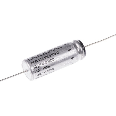 KEMET 10μF Aluminium Electrolytic Capacitor 400V dc, Axial, Through Hole - PEG124VE2100QL1