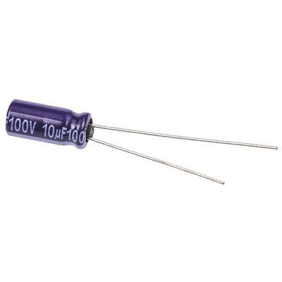 Panasonic 10μF Aluminium Electrolytic Capacitor 100V dc, Radial, Through Hole - ECA2AM100
