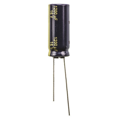 Panasonic 1200μF Aluminium Electrolytic Capacitor 16V dc, Radial, Through Hole - EEUFC1C122