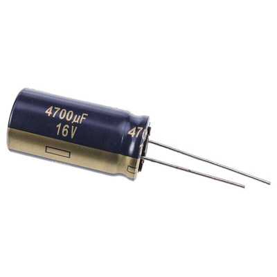 Panasonic 4700μF Aluminium Electrolytic Capacitor 16V dc, Radial, Through Hole - EEUFC1C472