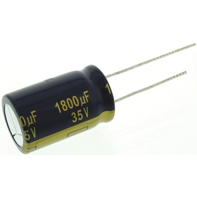 Panasonic 1800μF Aluminium Electrolytic Capacitor 35V dc, Radial, Through Hole - EEUFC1V182