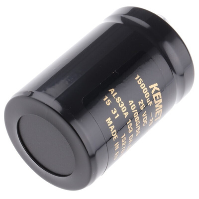 KEMET 15000μF Aluminium Electrolytic Capacitor 25V dc, Screw Terminal - ALS30A153DA025