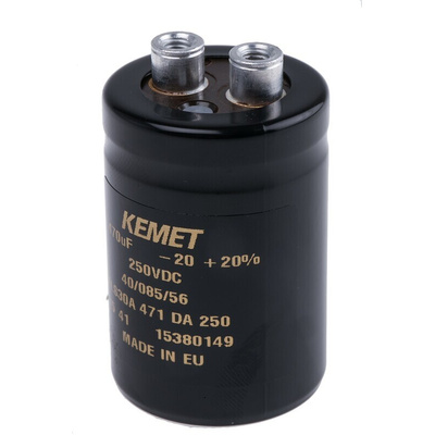 KEMET 470μF Aluminium Electrolytic Capacitor 250V dc, Screw Terminal - ALS30A471DA250