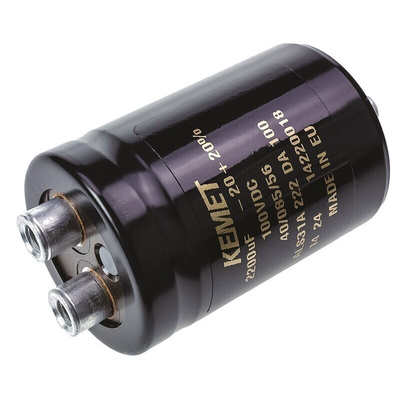 KEMET 2200μF Aluminium Electrolytic Capacitor 100V dc, Screw Terminal - ALS31A222DA100