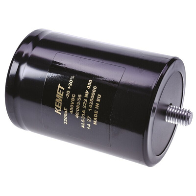 KEMET 2200μF Aluminium Electrolytic Capacitor 450V dc, Screw Terminal - ALS31A222NF450