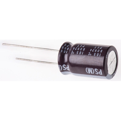 Nichicon 2200μF Aluminium Electrolytic Capacitor 10V dc, Radial, Through Hole - UPS1A222MHD