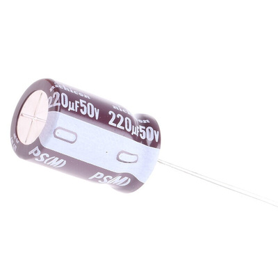 Nichicon 220μF Aluminium Electrolytic Capacitor 50V dc, Radial, Through Hole - UPS1H221MPD