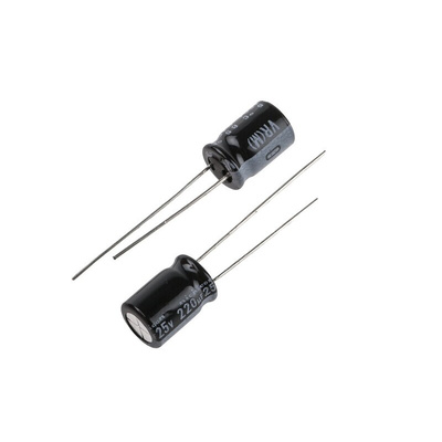 Nichicon 220μF Aluminium Electrolytic Capacitor 25V dc, Radial, Through Hole - UVR1E221MPD