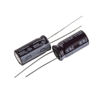 Nichicon 1000μF Aluminium Electrolytic Capacitor 10V dc, Radial, Through Hole - UPM1A102MPD