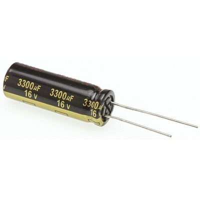 Panasonic 3300μF Aluminium Electrolytic Capacitor 16V dc, Radial, Through Hole - EEUFM1C332L