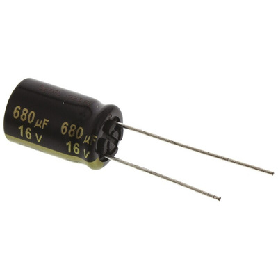 Panasonic 680μF Aluminium Electrolytic Capacitor 16V dc, Radial, Through Hole - EEUFM1C681