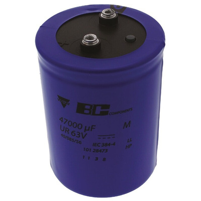 Vishay 47000μF Aluminium Electrolytic Capacitor 63V dc, Screw Terminal - MAL210128473E3