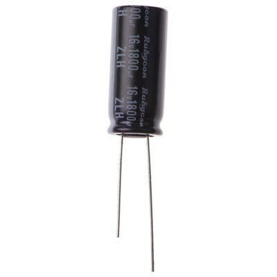 Rubycon 1800μF Aluminium Electrolytic Capacitor 16V dc, Radial, Through Hole - 16ZLH1800MEFC10X23