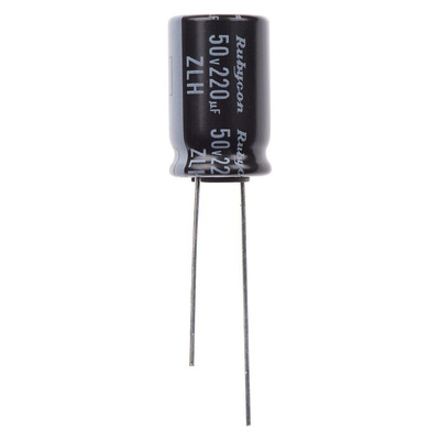 Rubycon 220μF Aluminium Electrolytic Capacitor 50V dc, Radial, Through Hole - 50ZLH220MEFC10X16