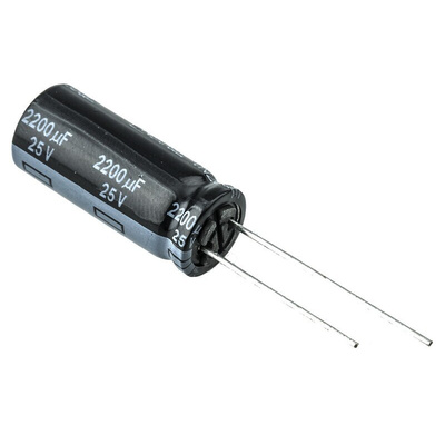 Panasonic 2200μF Aluminium Electrolytic Capacitor 25V dc, Radial, Through Hole - EEUFR1E222L