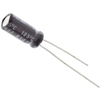 Nichicon 47μF Aluminium Electrolytic Capacitor 25V dc, Radial, Through Hole - UPW1E470MDD